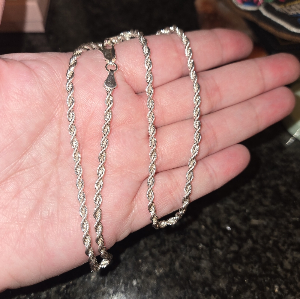 18 Inch Sterling Silver 925 Rope Chain Necklace